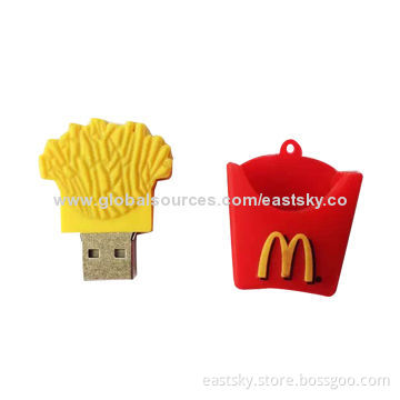 Customized fries-shaped USB drive, made of soft PVC material, OEM orders are welcomeNew